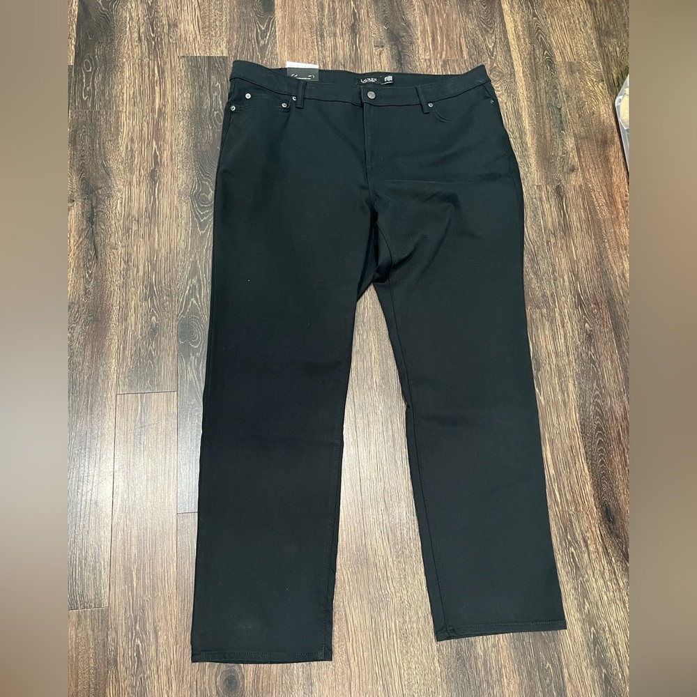 Polo Ralph Lauren Mid Rise Straight Leg Jeans Black Size 20W Super Stretch NWT